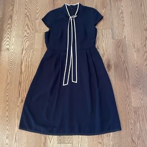 J Crew Bow Tie Neck Dress 365 Crepe Cap Sleeve
